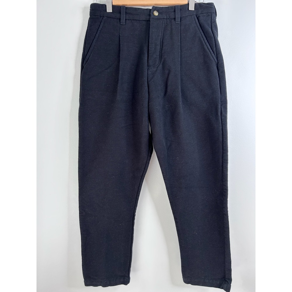 18 East MFG Pleated Trousers Black Cotton Corduroy Tapered Pants Mens Small